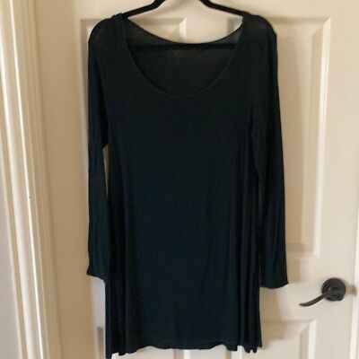 Brandy Melville Rare Old Style Black Long Sleeve Scoop Neck Dress Ultra Soft O/S