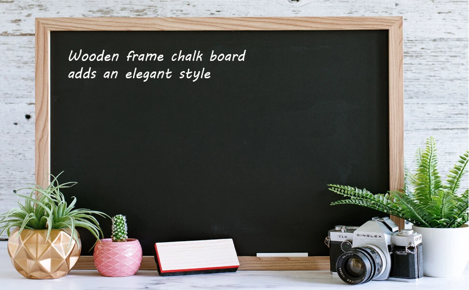 KAV Wooden Frame Wall Mounted Bulletin Blackboards with Chalk and Eraser - Image 2 of 4