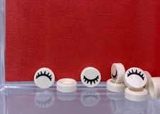 Lego Parts Lot (10) ~ White Tile, Round 1 x 1 with Black Eyelash ~ No 19241