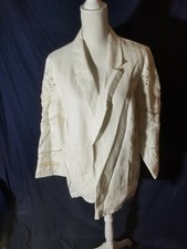 Chico's Novelty Linen Jacket Long Sleeve Size 3 Optic White NWT 159 Flashy
