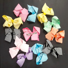 6 pieces Baby Girl Toddler Kids Stripped Hair Bow Alligator Clips Pin Lot 5"
