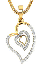 Valentine 1.00ct Natural round diamond 14k Yellow Gold wedding heart Pendant