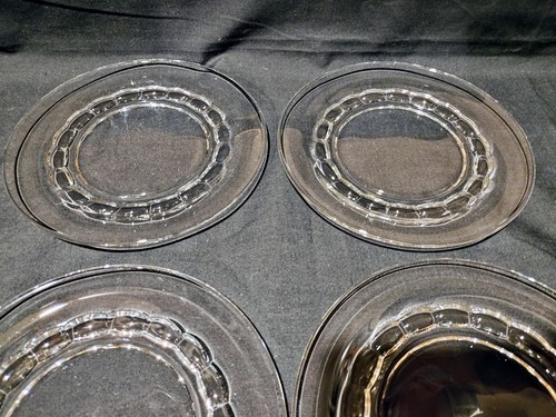 Fostoria RALEIGH Cups Saucers Sugar Creamer Dessert Plates Glass Tea Set for 4 - Picture 13 of 18