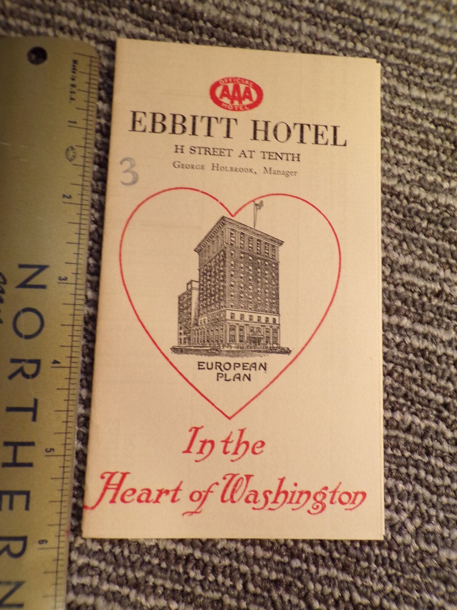 1930's AAA Ebbott Hotel Washington DC Capitol Tour Travel Brochure