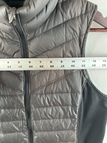 Lucy Goose Down Puffer Vest Womens medium Black Full Zip Pockets Down side panel - Picture 8 of 15