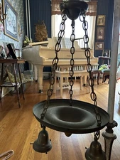 Antique Victorian Brass Finish Ceiling Light Fixture For Restoration No Shades