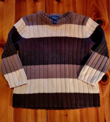 Children’s Place Boy’s Gray & White Striped Sweater Size 4T - Picture 2 of 4