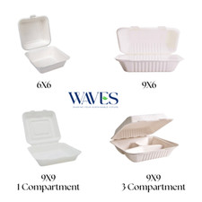 Bagasse Biodegradable Takeaway Food Containers Compostable Eco Boxes 25-500 ECO