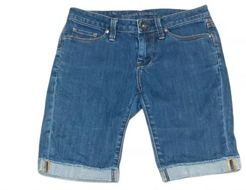 Petite Denim Bermuda Shorts Low Rise 