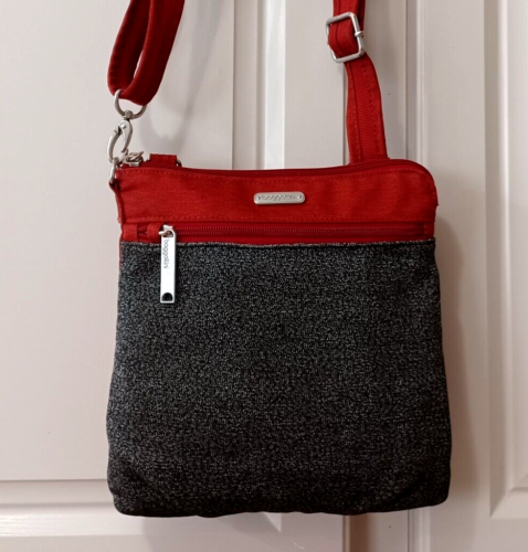 Baggallini Slim Anti Theft Crossbody Bag In Red/Grey - Picture 1 of 15