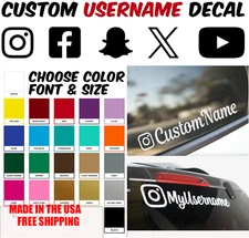 (x1) Custom Instagram Username Decal Vinyl Sticker Car Bumper Window