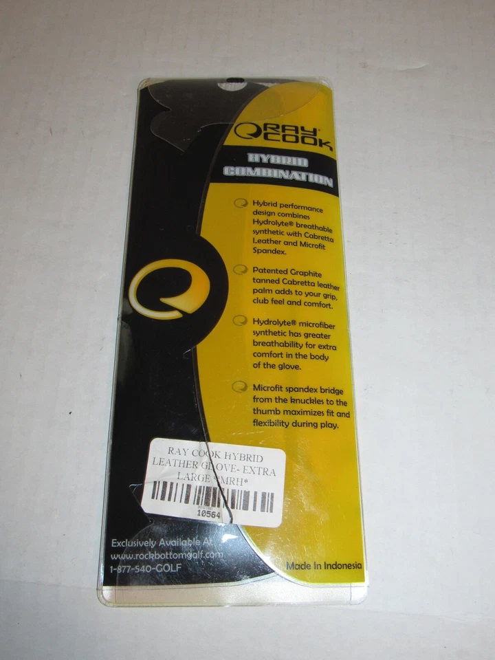 NUEVO Guante de Golf Ray Cook Híbrido Combinación Cuero Spandex Blanco Para Hombre Derecho XL Foto 4 de 4