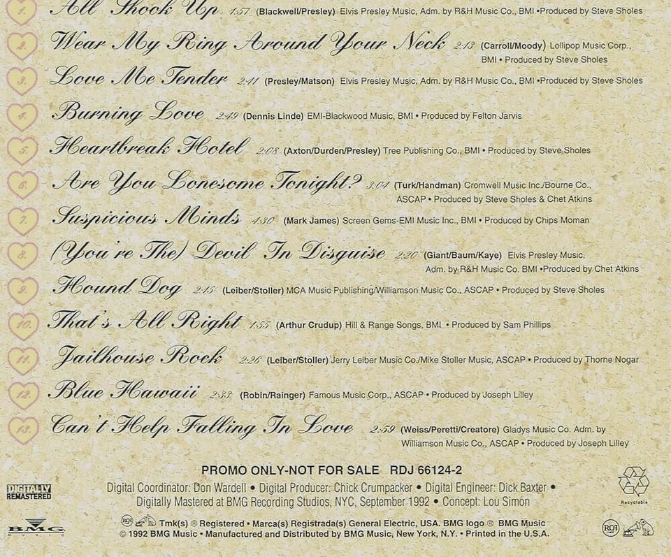 ELVIS PRESLEY - The Honeymoon Companion - Rare Promo Sampler 13 Trk CD  in Vegas - Image 2 of 4