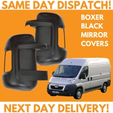 For Peugeot Boxer 2006-2020 Short Arm Wing Mirror Covers Black Left & Right Pair
