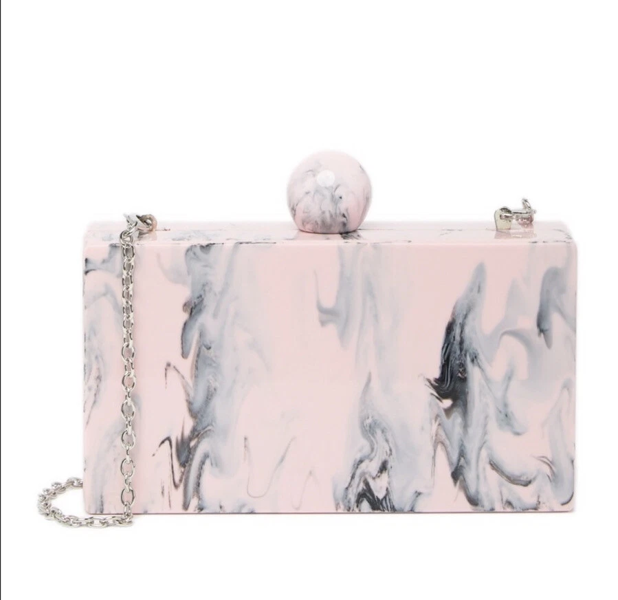 NWT DREAM CONTROL Marble Acrylic Clutch Crossbody Shoulder Purse