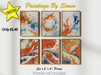 Dynamic Orange Blue Splash 6''x4'' Drucke auf mattem Papier | Kräftige abstrakte Wandkunst