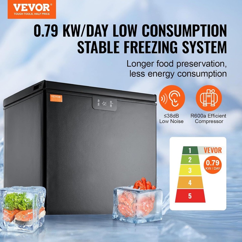VEVOR Chest Freezer, 7 Cu.ft Compact Deep Free 7 Cu.ft, Black eBay
