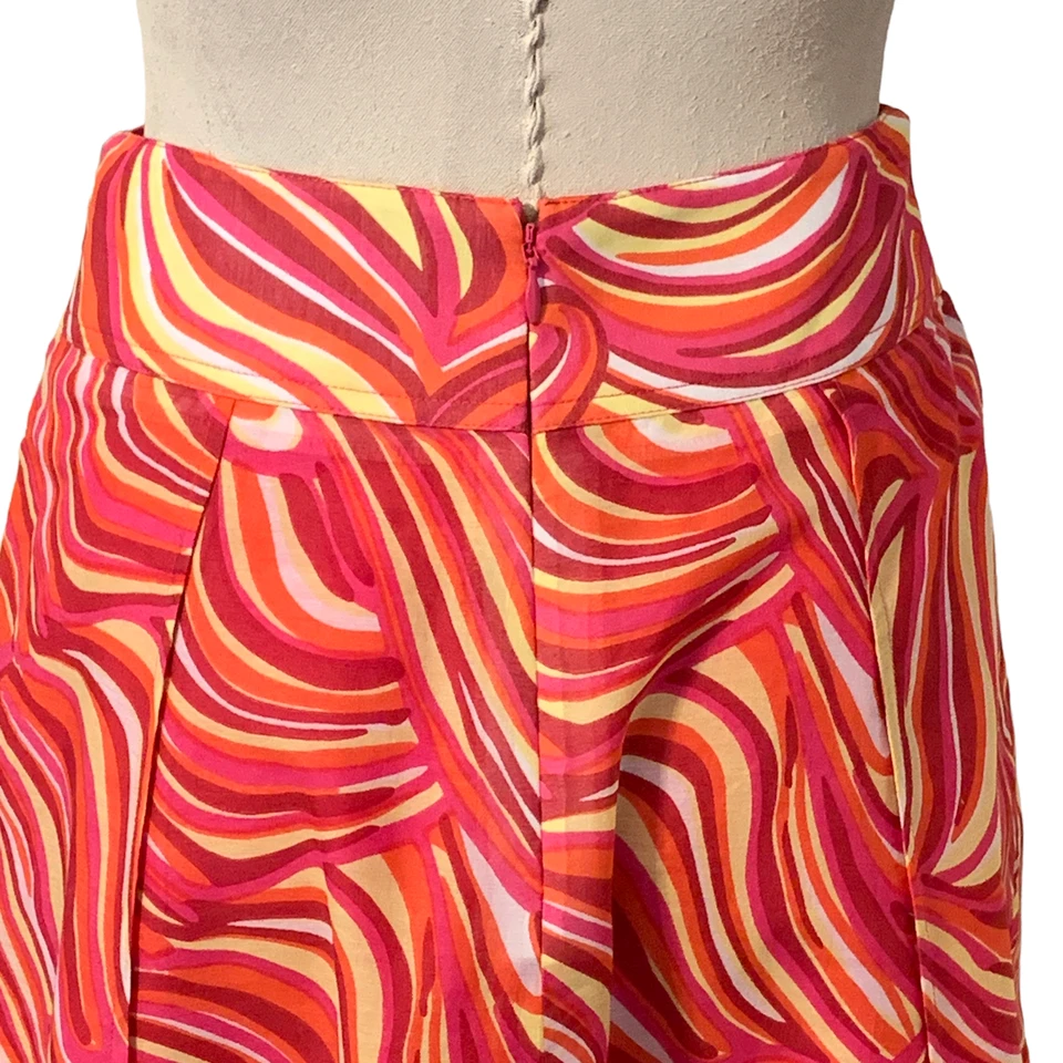 Falda midi circular amarilla rosa algodón/seda Etcetera para mujer talla 00 Foto 4 de 4