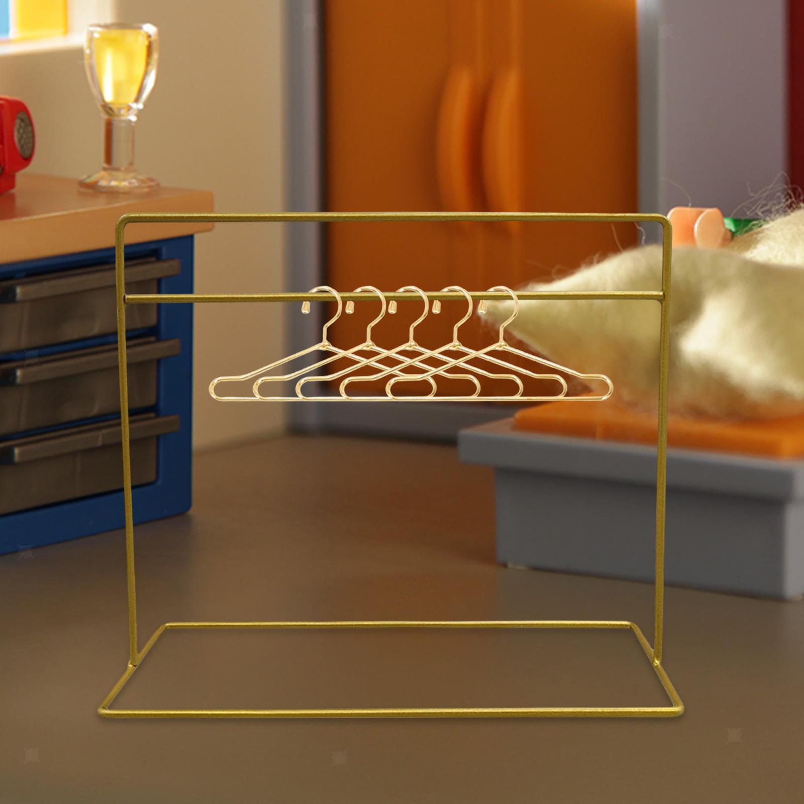 Dollhouse Clothing Rack W/ 5 Clothes Hanger Clothes Hanger for Bedroom