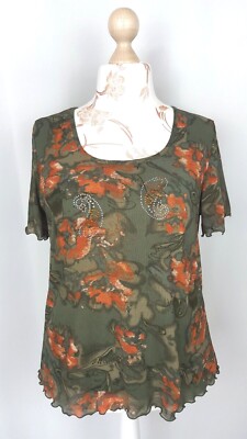 Damen T-Shirt Print Tüll Strass ''DAXON'' Gr. XXL FR50 US18 UK22 EUR48