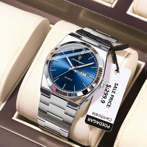 Poedagar Luxury Men's Quartz Watch - Waterproof, Luminous, Stainless Steel + Box - Picture 2 of 22