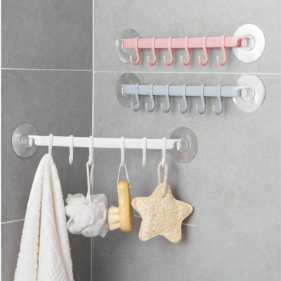 6 Haken Wandmontage Kunststoff WC Tür Klebehaken Handtuchregal Ablage Neu UK