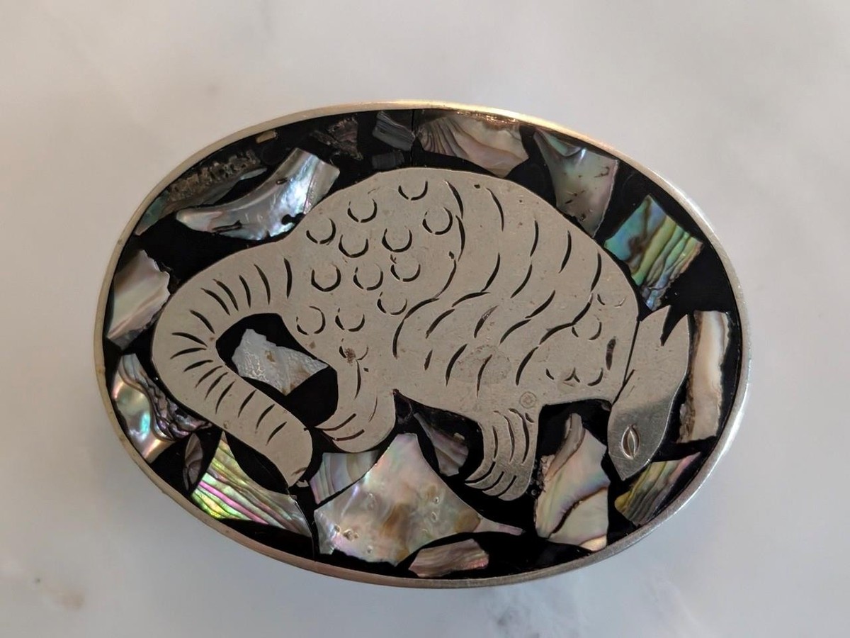 Hand Crafted Abalone belt buckle Vintage Abalone Shell & Brass Belt Buckle – Dovetail main image 4