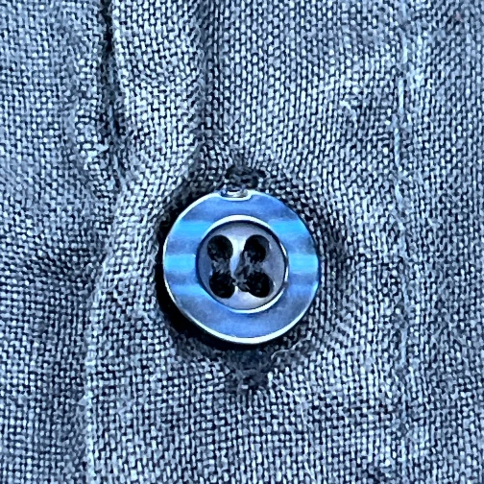 Focus Moda Shirt Men’s Large Blue 100% Linen Woven Pocket Button Up Italy Made - Image 3 of 4