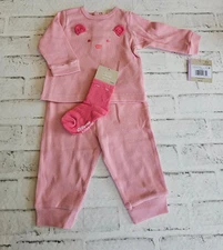 9 Mos. Baby Girl Simply Little Me Organic Cotton Essential Solids-NWT