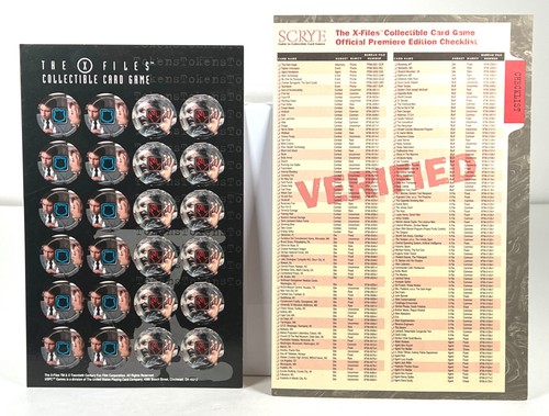 Vtg 1996 The X Files CCG TCG Unpunched 24 Token PROMO Sheet & Card Checklist
