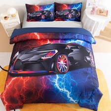 Podol 3 Piece Race Car Comforter Full Size Red Blue Sports Car Bedding Set Quilt