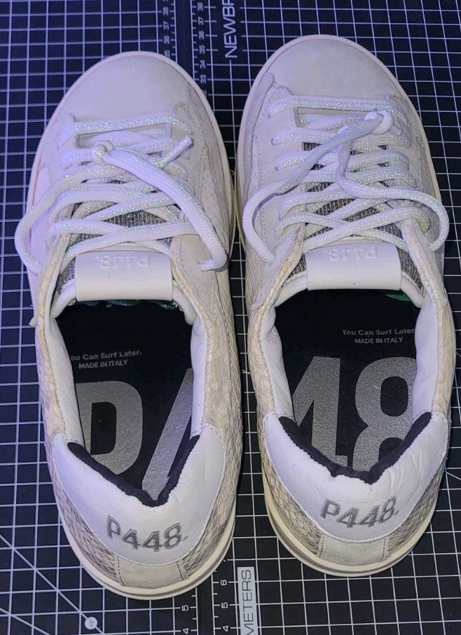 P448 John Embossed Leather Snake Python Suede Sne… - image 8