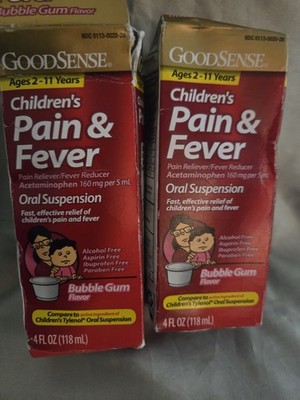 GoodSense  Children's Pain & Fever Bubblegum Flavor Set Of 2 Expiration 08/2026