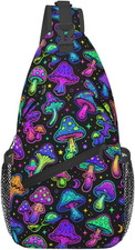 Bright Mushrooms Sling Bag for Women Men Mushroom Backpack Crossbody Shoulder Ba