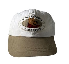 Vintage Winnie the Pooh Hat Cap Strap Back White 100 Acre Wood Patch Unisex 90s