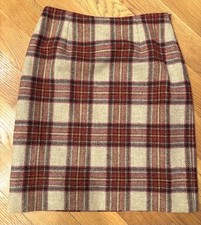 Vtg Laura Ashley Pure Wool Skirt Pencil Straight Plaid Size 6 Preppy Classic