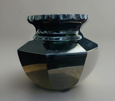 Antique JOSEF HOFFMAN for LUDWIG MOSER & SOHN Dark Emerald Green Faceted Vase