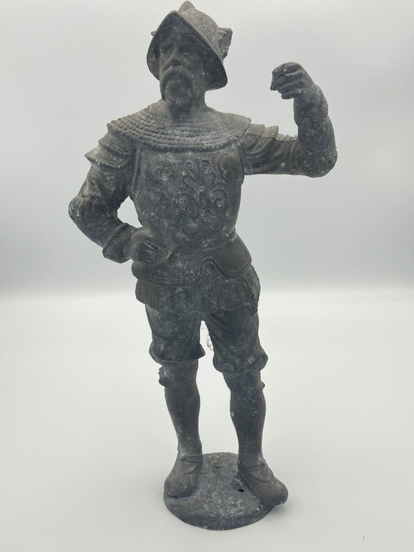 Antique Spanish Soldier Conquistador  13.25" Statue Missing Flag or Spear