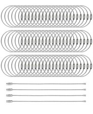 60 Pack 6  Wire Keychain Cable, 1.5mm Stainless Steel Extendable Key Ring, Bag