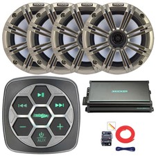 Metra Marine Boat Controller, 4x 6.5" 195W Speaker W/Grille, 4-CH Amplifier, Kit