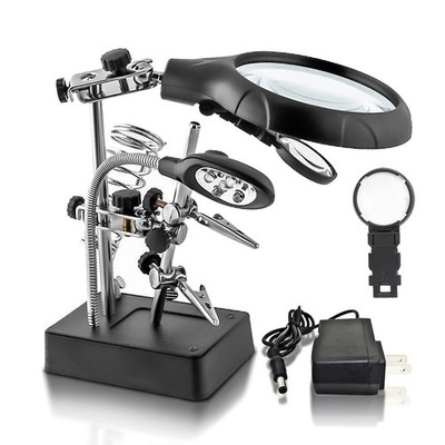 Desktop LED Lighted Magnifying Glass Soldering Station, mlogiroa Adjustable H...