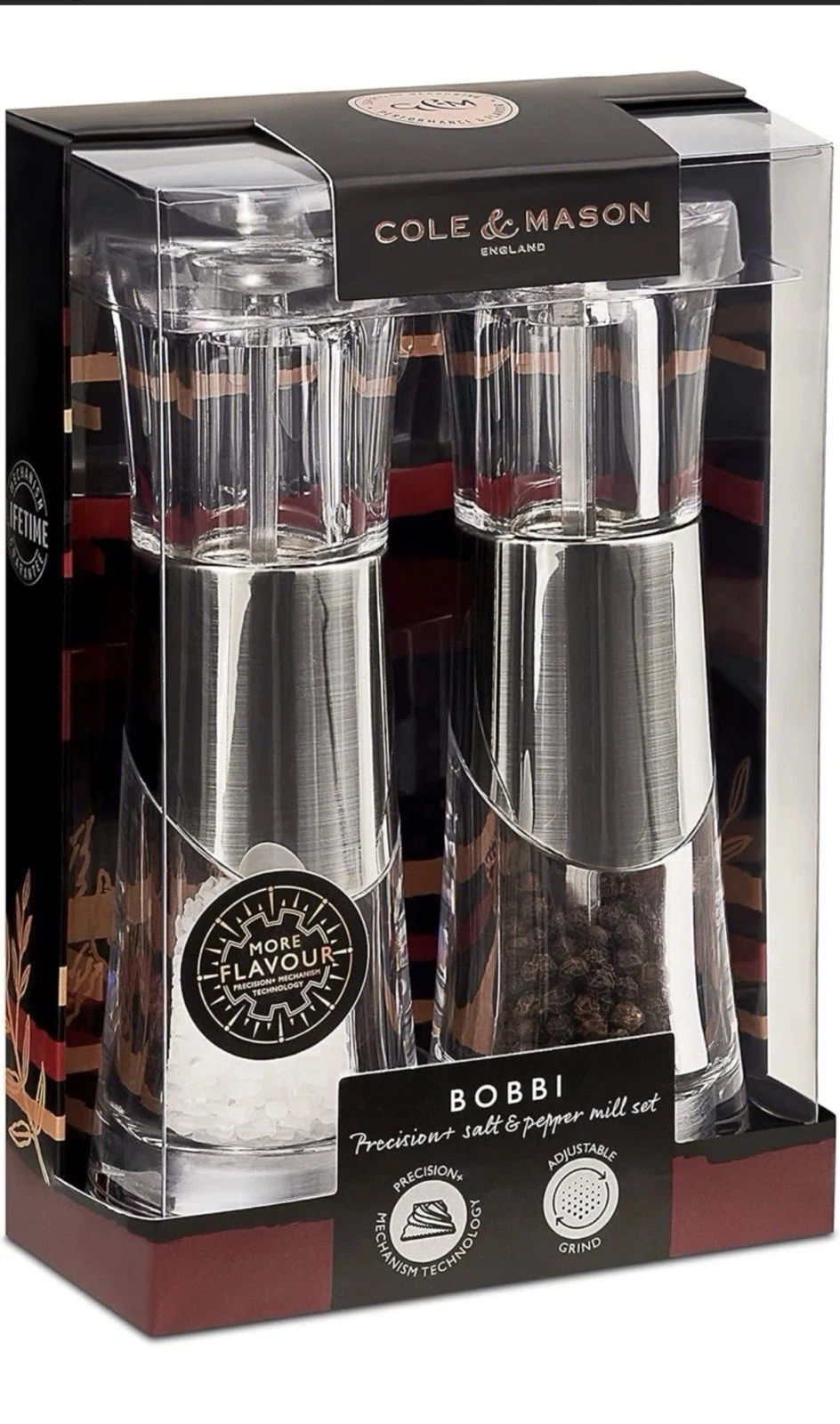Cole & Mason H57273P Bobbi Salt and Pepper Mills, Chrome/Acrylic,Grinders
Opens in a new window or t