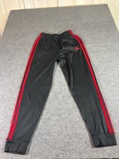 Adidas Youth Iconic Tricot Jogger Athletic Pants Black 3 Red Stripe L 14/16