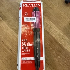 Revlon Silicone Bristle Heated Hair Styling Brush, Black, 1 inch