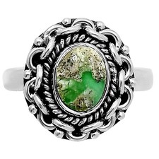 Premium Utah Variscite 925 Sterling Silver Ring Size 8 Natural Green Gem