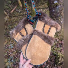 Beaver And Leather Mittens XL New 