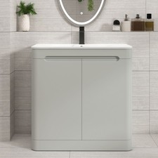 Freestanding Bathroom Vanity Unit Carrara White Basin 2 Door Cabinet 600 700 800