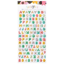 American Crafts April And Ivy Puffy Stickers 133/Pkg-Alpha, Gold Foil - 3 Pack
