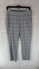 Nine West Pants Womens 6 Gray Side Zip Skinny Plaid Stretch Twill Office