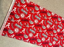 Cotton University of Alabama Crimson Tide Red College Team Fabric Print AL1178